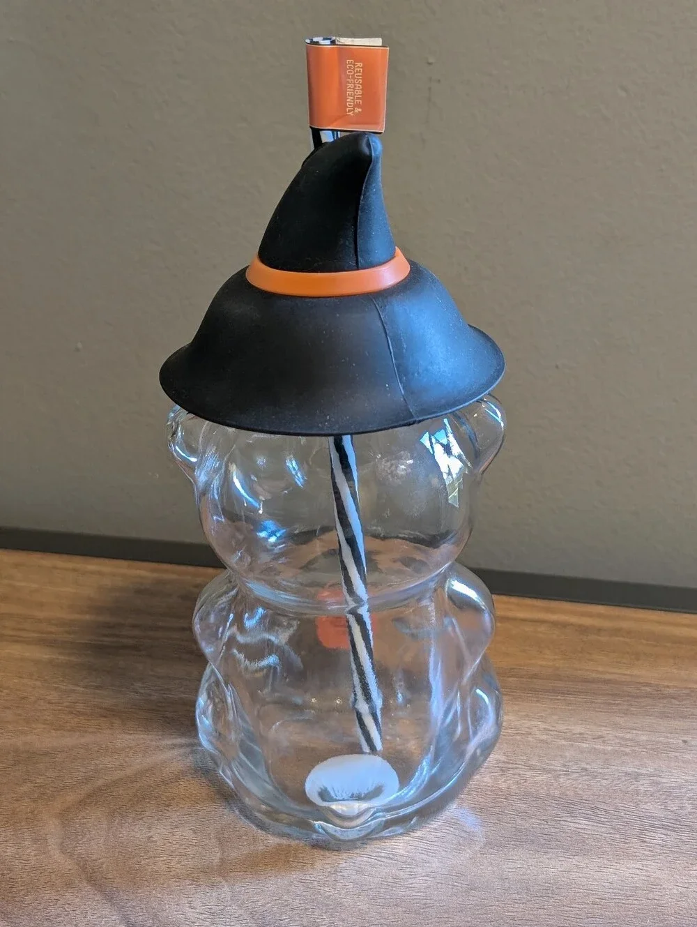 Halloween Glass Bear Tumbler 19oz with Witch Hat Lid & Straw NEW Bearista